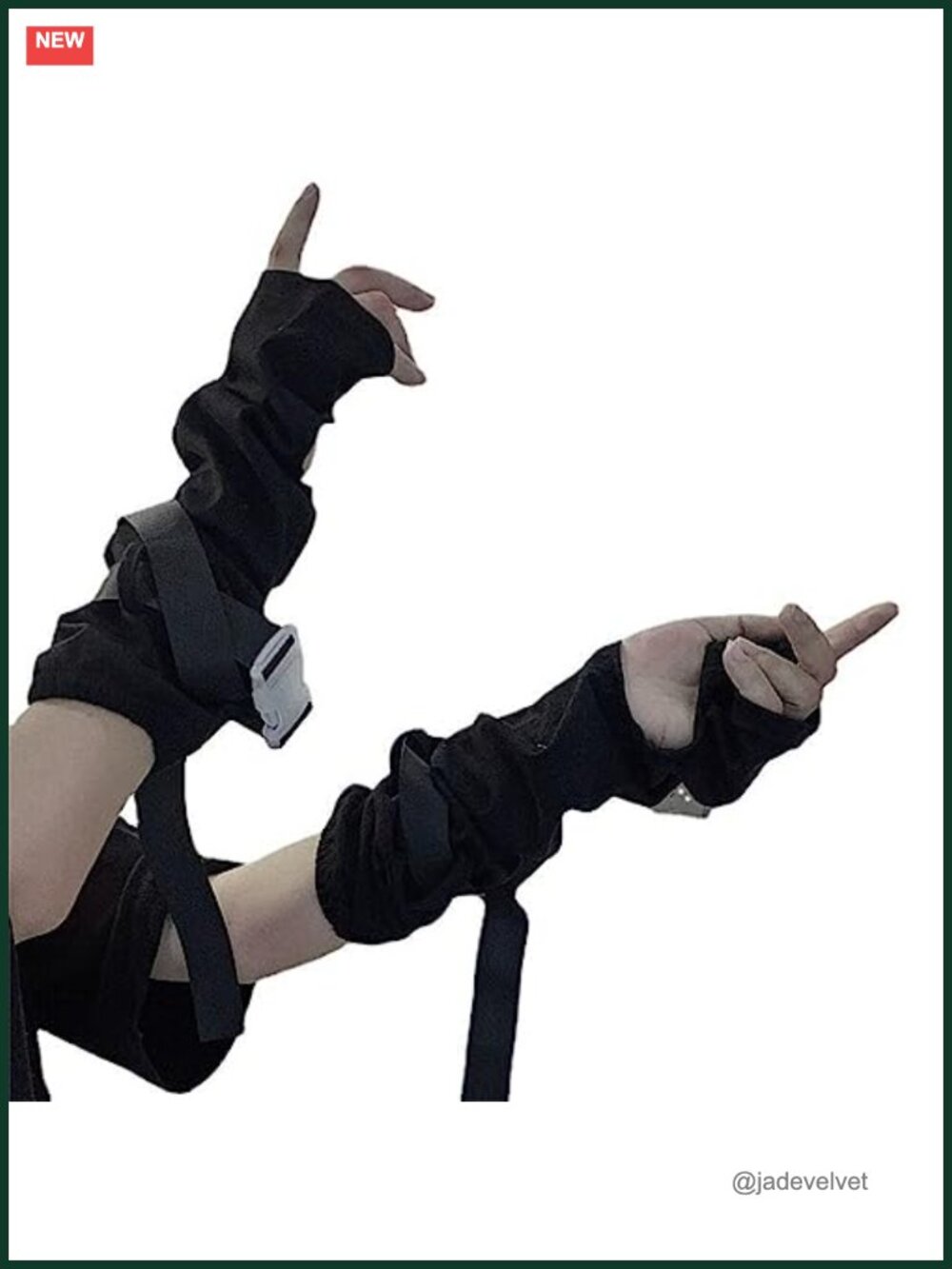 Goth Fingerless Arm Warmers Y2K Punk Sleeves Thumb Holes Cosplay